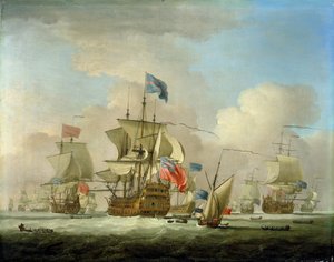 Navires de guerre britanniques et une goélette, vers 1720-30